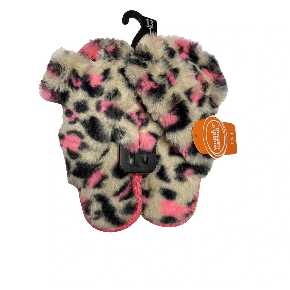 wonder nation girls animal print sandal slippers hard sole size‎ 13-1